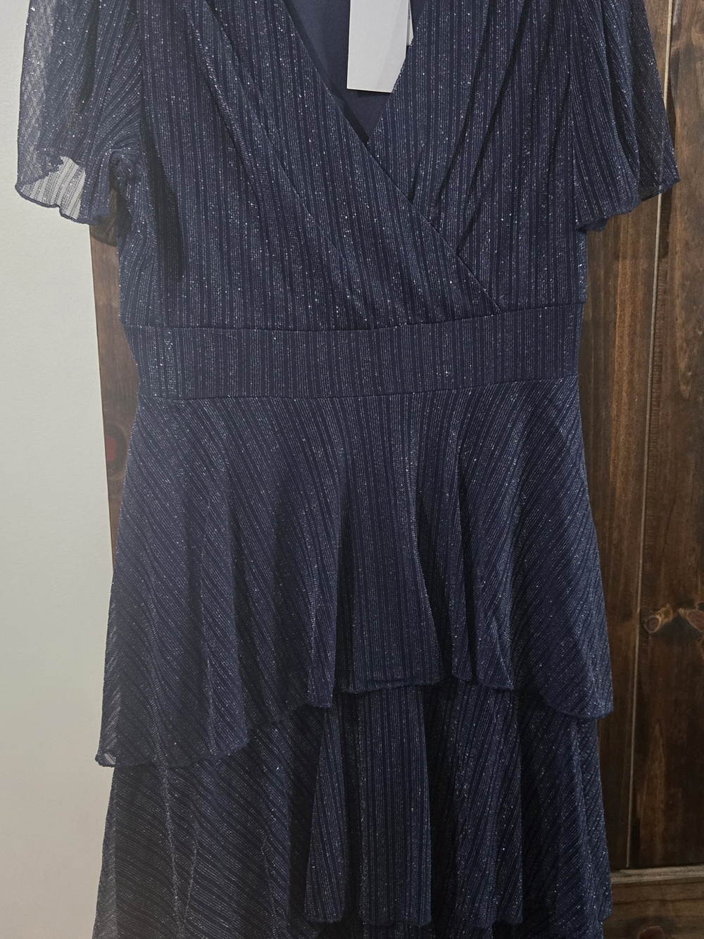 Navy Sparkle Tiered Midi Dress
